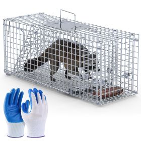 1Pc 25.59Inch Live Humane Animal Trap Cage Heavy Duty Folding Catch And Release Rodent Cage For Rabbit Squirrel Possum Skunk Kitten Raccoon And More