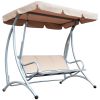 Outsunny Outdoor Swing Chair Bench with Stand and Adjustable Canopy Porch Swing for Patio Garden