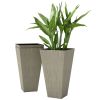 Outsunny Set of 3 28" Tall Plastic Planterswith Drainage Hole, Outdoor Flower Plant Pots, Indoor Planters for Porch Patio and Deck, Gray