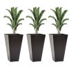 Outsunny 28ft Tall Plastic Planters, Set of 3, square Flower Pot, anti-crack, fade-resistant, Outdoor & Indoor, for lawns, patios, Brown