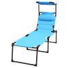 Outsunny Beach Recliner with Sunshade: Light Blue, Back Adjustment Options, Overhead Protection, Cushioned for Seaside Comfort|