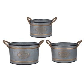 Set of 3 Huxley Metal Decorative Pots