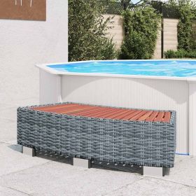 Spa Step Grey PE rattan, eucalyptus wood, powder-coated steel