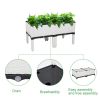 2PCS Rectangle Raised Elevated Garden Flower Bed Plant Box Vegetable Planter Herb White