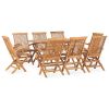 Outdoor Dining Set Natural Teak Solid Teak Wood Medium Foldable