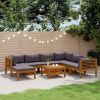 Wooden Lounge Set Dark grey Solid acacia wood Compact Modular