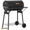 Outsunny 30" Portable Charcoal Barbecue Grill with Wheels Outdoor Barbecue with Adjustable Charcoal Rack, Storage Shelf, for Garden Camping Picnic