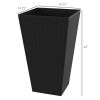 Outsunny Rattan-Style Plastic Planters with Drainage Holes, Set of 3 - 24 Inch Height, Black