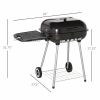 Outsunny 22" Charcoal Barbecue Grill with Portable Wheel, Side Tray and Lower Shelf for Outdoor BBQ for Garden, Backyard, Poolside