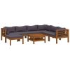 Wooden Lounge Set Dark grey Solid acacia wood Compact Modular