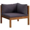 Wooden Lounge Set Dark grey Solid acacia wood Compact Modular