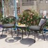 U_STYLE Outdoor Leisure Set, 2 Rattan Single Chairs with A Glass Round Table, Perfectly Suited for Patios, Balconies, and Courtyards