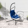 Outsunny Hammock Chair with Stand and PA Coating Cushion, Hanging Swing Chair with Steel Frame for Indoor and Outdoor, Dark Blue