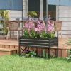 Outsunny Black Galvanized Raised Bed: Elevated Planter with Shelf, Liner Included for Outdoor Gardening|