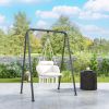 Outsunny Hammock Swing Chair, Macrame Hanging Chair with Large Cushion, Chain, Steel Frame for Indoor Outdoor Use, Cream White