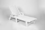 Lounge Chair with Side Table, 3-Piece Oversized Chaise Lounge Chair Setwith Wood Texture,White, All Weather Patio Lounge Chair with 5 Positions