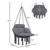 Outsunny Hammock Swing Chair, Macrame Hanging Chair with Large Cushion, Chain, Steel Frame for Indoor Outdoor Use, Dark Gray