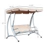 Outsunny Outdoor Swing Chair Bench with Stand and Adjustable Canopy Porch Swing for Patio Garden