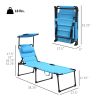 Outsunny Beach Recliner with Sunshade: Light Blue, Back Adjustment Options, Overhead Protection, Cushioned for Seaside Comfort|