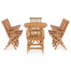 Outdoor Dining Set Natural Teak Solid Teak Wood Medium Foldable