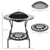 Outsunny Round Outdoor Fire Pit 30 Inch Wood Burning with Spark Screen for Garden Backyard