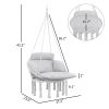Outsunny Hammock Swing Chair, Macrame Hanging Chair with Large Cushion, Chain, Steel Frame for Indoor Outdoor Use, Gray