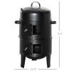 Outsunny 3-in-1 Vertical Charcoal BBQ Smoker Grill with 2 Cooking Areas and Thermometer