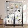 67 x 24 in Grid Wall Panels, 2 Packs Wire Gridwall Display Racks Tower with T-Base, Floorstanding Double Side Gridwall Panels