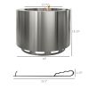 Outsunny Smokeless Fire Pit, Portable Camping Bonfire Stove with Poker for Backyard Patio Picnic, Stainless Steel, Silver