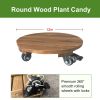 Round Wood Plant Candy With Wheels Diameter 12in,  Brown