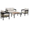 U_Style Multi-person Outdoor Iron Sofa Set with A table, Rattan Decoration, Waterproof, Rust-proof, Suitable for Garden, Lawn Use
