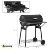 Outsunny 30" Portable Charcoal Barbecue Grill with Wheels Outdoor Barbecue with Adjustable Charcoal Rack, Storage Shelf, for Garden Camping Picnic