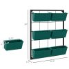 Outsunny 3-Tier Wall Planter Green with 6 Pots Hanging Planter Holder with Drainage for Flowers Vegetables