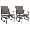 Garden Glider Chair Set of 2 Brown Textilene & Steel Medium