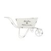 11.5x4x7" White Metal Decorative Disressed Wheelbarrow Planter, Tabletop Decor