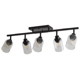 5-lamp Track Lighting Kit, Black Track Lighting Fixtures, Bathroom Wall Lights, Ceiling Mounted Kitchen Track Lights  Excluding Bulbs (Option: Default)