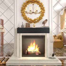 48" Embossed Fireplace Mantel Western Red Cedar Wall-Mounted & Floating Shelf for Home Decor (Option: Default title)