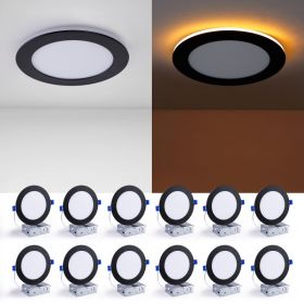 12 Pack 6 Inch LED Recessed Ceiling Light Black, Dimmable, 2700K-5000K 5CCT, 1200LM 12W 120V, High Brightness Canless Wafer Downlight (Option: Default)
