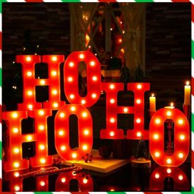 6 Pcs HOHOHO LED Letters Xmas,Red,8.7 Inch Lighted Centerpiece For Table, Mantel, Bedroom, Party, Festive Holiday Atmosphere, Glow (Option: red)