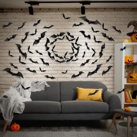 100pcs Bats Halloween Decorations: Halloween Bats Wall Décor Bat Stickers Decals PVC 3D Wall Bat Scary Stickers Halloweens Party Decorations Indo (Option: 120pcs)