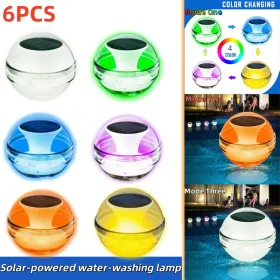 Outdoor Solar Rechargeable Floating Pool Lights,Pool Lights That Float With Solar Charging Panel,IPX7 Waterproof For Inground Pool, Bathroom, Bat (Option: 6Pcs)