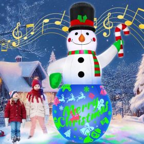 7Ft Christmas Inflatables Snowman Built In Music Box  Rotating Colorful LED Lights, Christmas Inflatable Decoration Outdoor Blow Up Yard Decorati (Option: White)