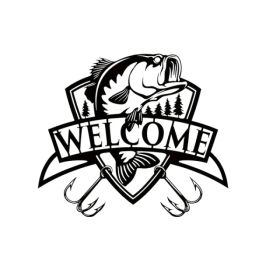 CIFbuy "1PC Fishing Metal Plaque - Welcome Sign, Bass Fishing Metal Piece, Fish Metal Indicator, Bass Fishing Artwork, Gift For Fisherman, Cabin (Option: Default title)
