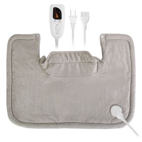 1Pc 22.4x16.3in Large Weighted Heating Pad For Neck And Shoulders Electric Fast Heating Mat Neck Wrap Cushion Pain Relief With 6 Temperature Sett (Option: Beige)