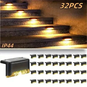 16/32PCS Solar Outdoor Light, Spring Camping Outdoor Light, Outdoor LED Step Light, Solar Charging, Suitable For Balconies, Terraces, Stairs, Fen (Option: 32PCSnuanse1)