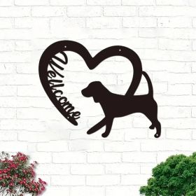 CIFbuy Rustic Farmhouse Metal Welcome Sign with Heart and Dog Cutouts for Porch Garden Yard Decor(TikTok, temu pick-up service) (Option: Default title)