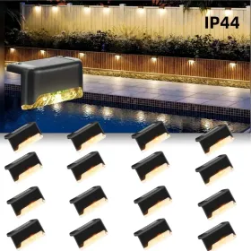 32/16 PCS Decorative Light Solar Energy Waterproof And Dustproof Light Source Sensing Suitable For Shopping Malls Guardrails Decks Stairs Gardens (Option: Warmlights16PCS)