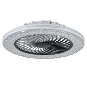 23 Inch Led Enclosed Ceiling Fans With Lights, RGB Bladeless Modern Ceiling Fan Low Profile For Living Room  23 Inch (Option: Default)