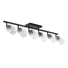 6-power Track Lighting Kit, Black Track Lighting Fixture, Bathroom Wall Light, Ceiling Mounted Kitchen Tracking Light, Rotatable Spotlight With T (Option: Default)