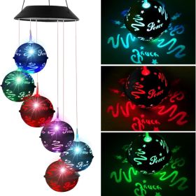 Christmas Solar Wind Chimes For Outside, Color Changing Ball Christmas Decorations Wind Chimes Outdoor Solar Hanging Lights For Garden Yard Patio (Option: Multicolor)
